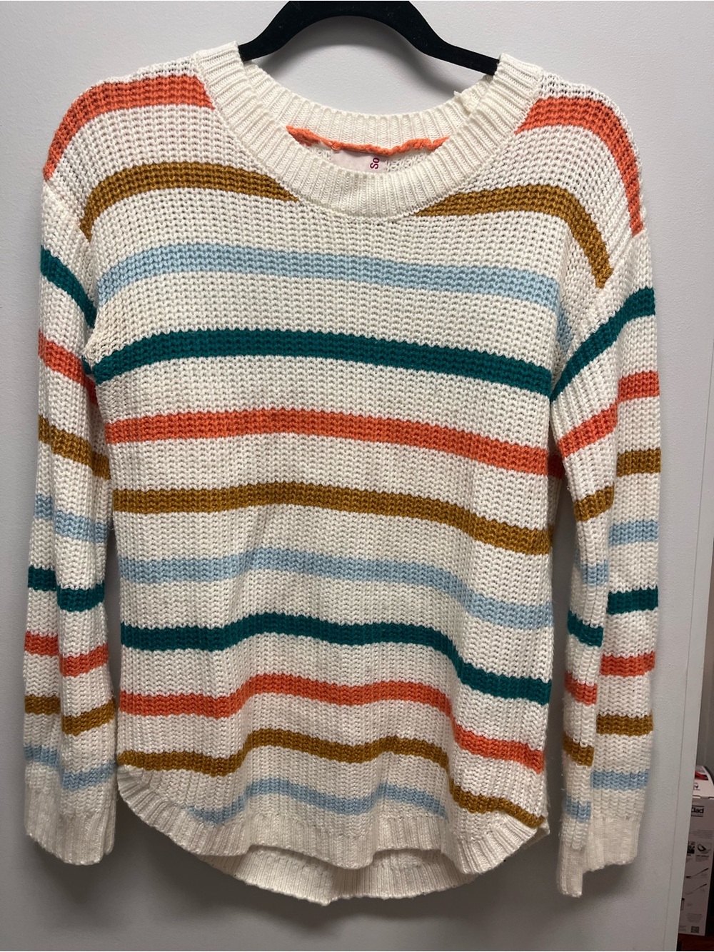 SO Cream Striped Knit Sweater